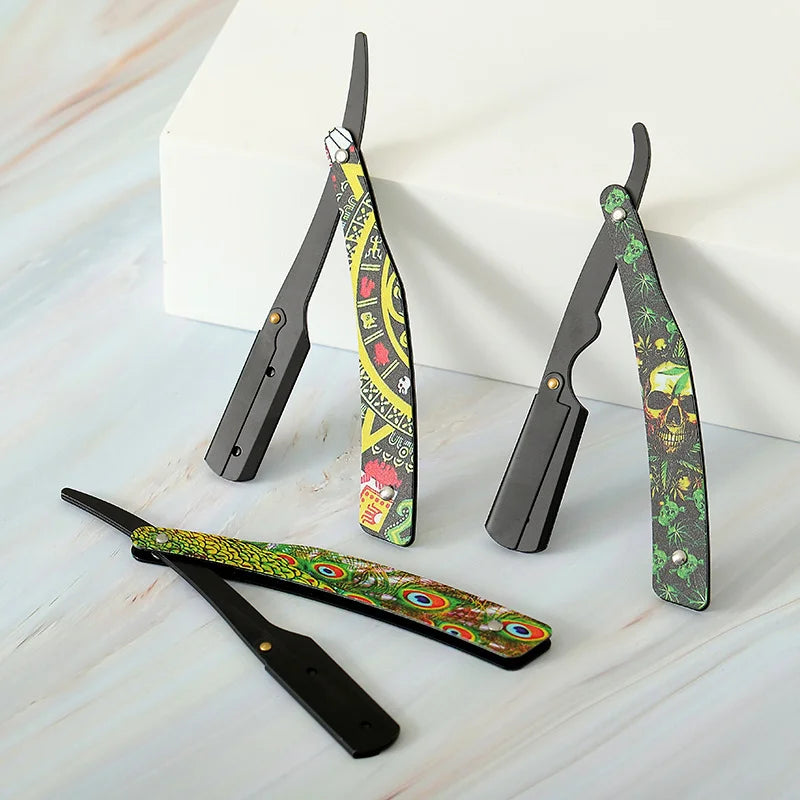 BEIKELIN Custom Tideway Men Barber Tools Hair Black Folding Shaving Knife Stainless Steel Straight Razor