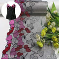 Women's Eco-Friendly Quality 23CM Black Nylon Tulle Embroidered Lace Trim Sweet Love Heart Cherry Embroidery for Sexy Night