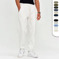 Unisex Custom Logo Knitted Poly-cotton Fleeced Pants Elastic Waist Joggers White Jogging Pants Trackpants