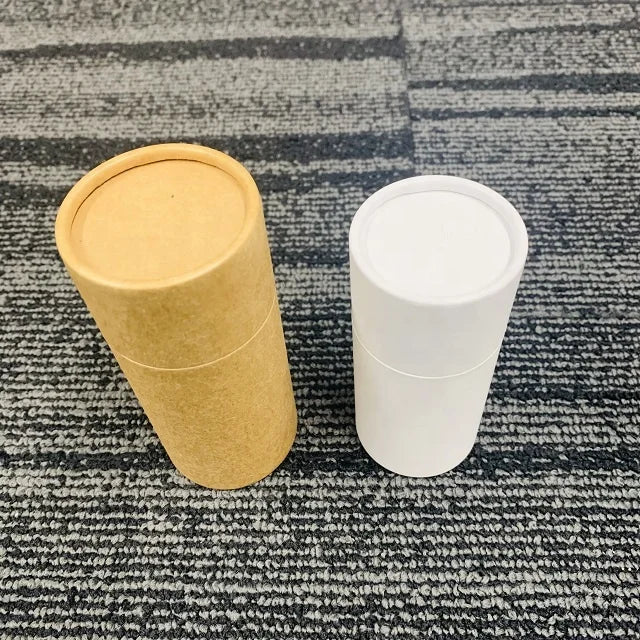 Recycled Material Round Cylinder Perfume Roll Paper Box with UV Coating and Matt Lamination for Flower Photos Embossed Folders
