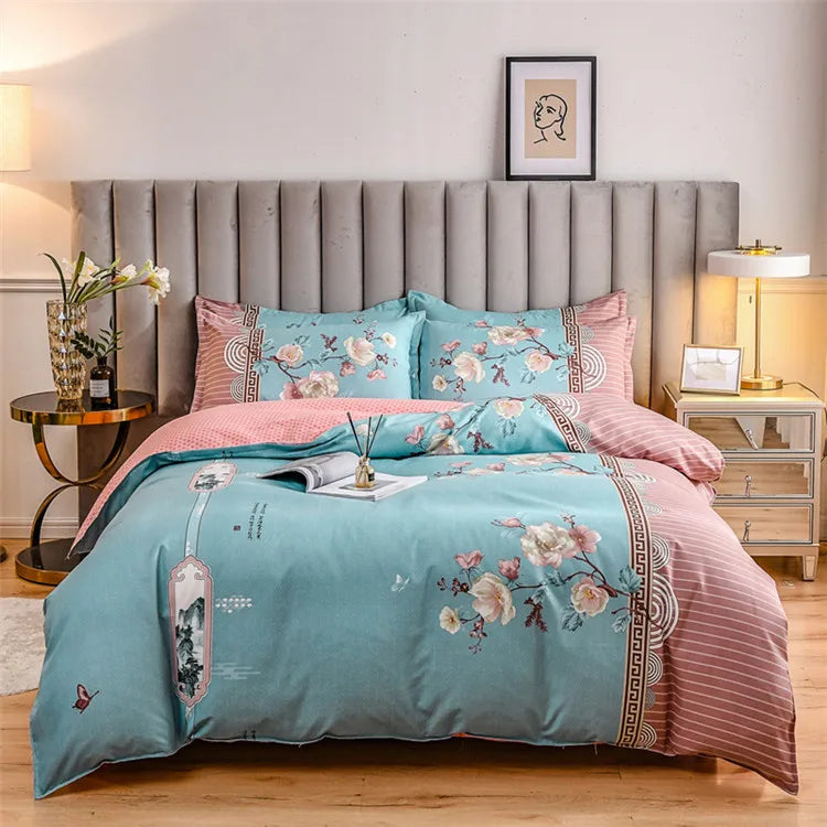 Wholesale Luxury Home Use Modern 4-Piece Bedding Set Cartoon Eco-friendly Bed Sheets Pillowcases Duvet Cover High-End MegaBDM