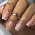 Short Lasting Full Cover Glitter Luxury French Pink Press on Nails Tips Abs Square False Nails Wholesale Faux Ongles