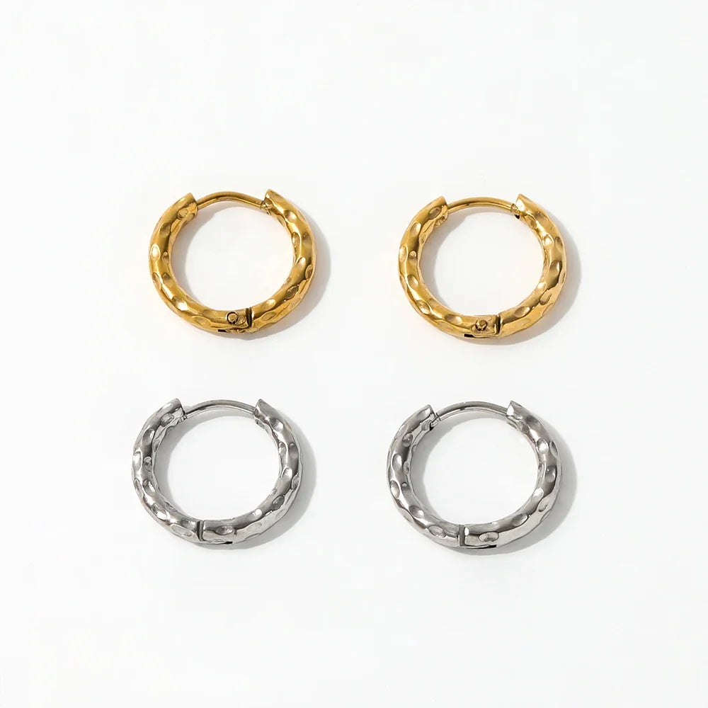 Fenny Fashion Earring 18K Gold-plated Wholesale Waterproof Unique Rough Meteor Crater Hoop Stainless Steel Earring for Women MegaBDM