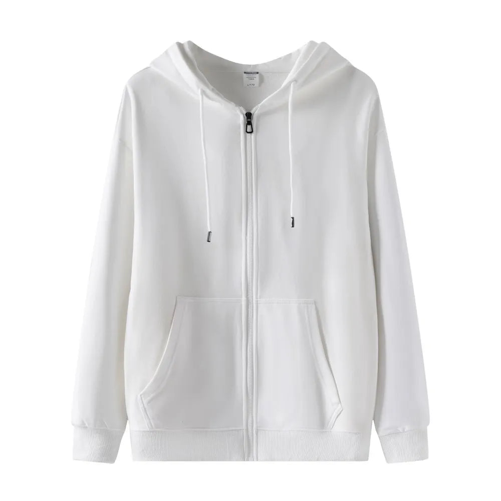 Custom logo Cotton Men's Outdoor Sports Hoodie 300g Solid Colors Oversize with Full Zipper Embroidered for Spring