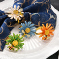 Daisy Sunflower Napkin Rings Bee Napkin Ring Holders for Formal or Casual Dinning Table Decor Farmhouse Fall Metal Plating