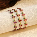POP Jewelry Stainless Steel Bracelet Enamel Cherry Bracelet 18K Gold Charm Bracelet Fashion Jewelry Gift for Women Non Tarnish