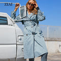 New Arrival pink Spring Trench Coats Long Fashion Double-breasted Trench Coat With Belt Windbreaker Outwear Cotton Trench Coat