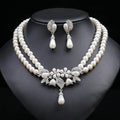 Multi-layer Pearl Diamond Necklace Earrings Set High Sense Design Fashion Temperament New Bridal Jewelry