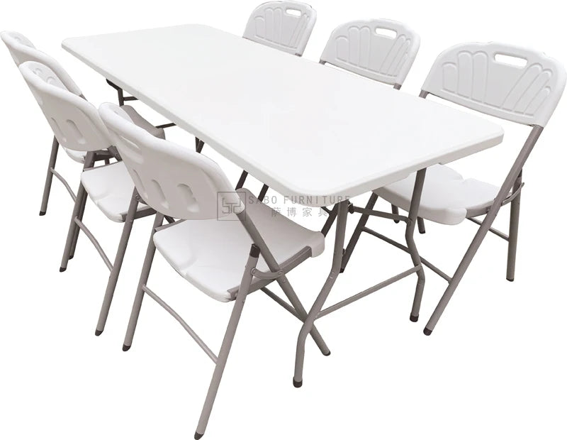 Modern White Plastic Outdoor Folding Round Table Banquet and Garden Dining Tables Wholesale for Hotel Wedding Party Events