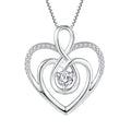 Luxury 925 Silver Fine Pendant Necklace Gemstone Crystal CZ Zircon Infinity Heart Shape Love Jewelry