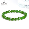 JD Vintage Elegant Exquisite Jasper Beaded Elastic Strand Bangles 6mm 8mm 10mm Natural Hetian Green Jade Stone Engagement Gift