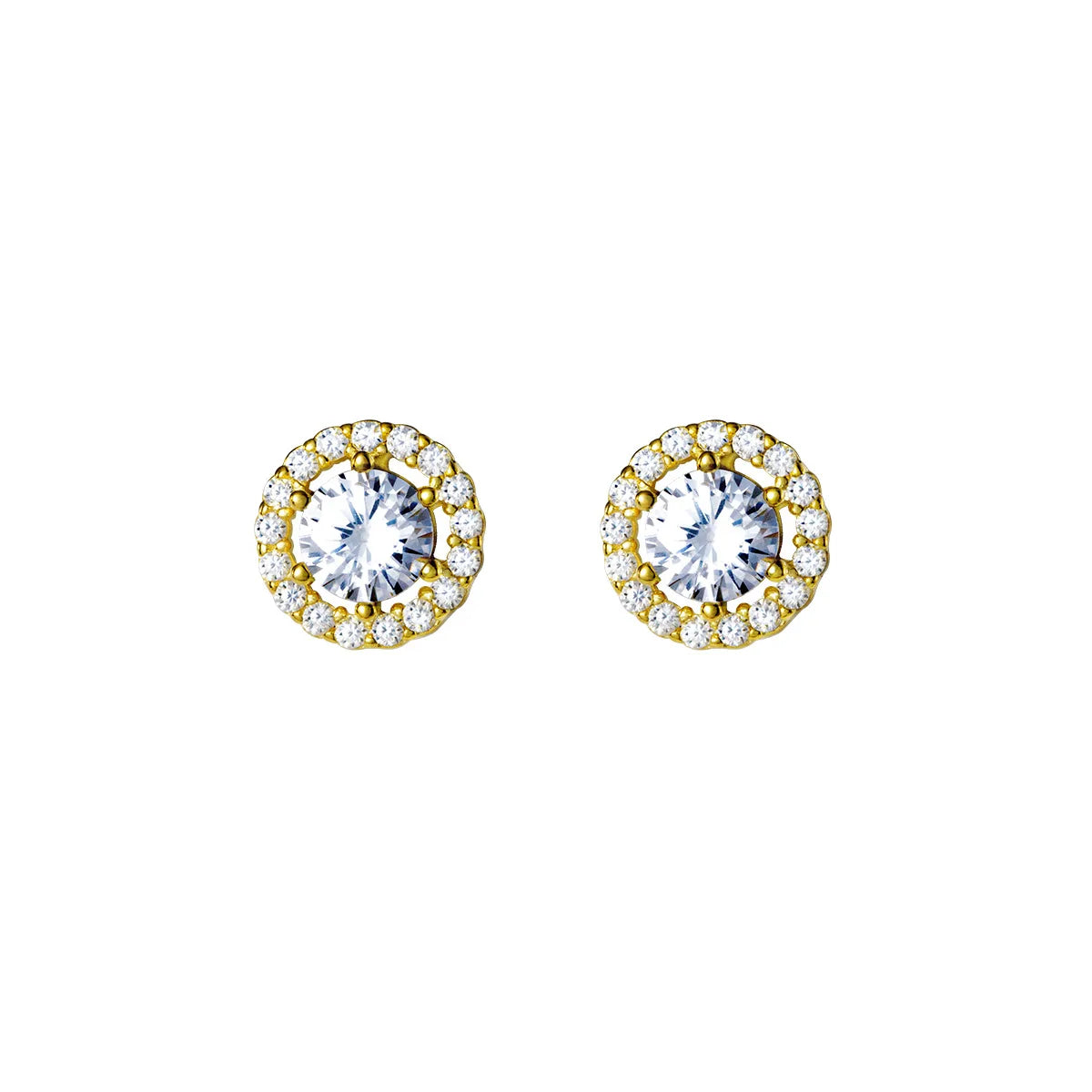 Factory Wholesale Best Price 925 Sterling Silver Small Earrings Round Circle Full Diamond Gold Plated Stud Earrings for Women MegaBDM
