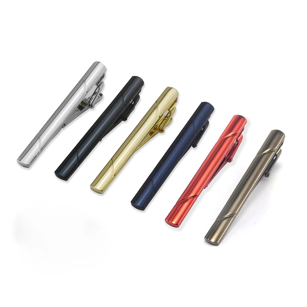 60*6cm Colourful Tie Clip for Men Metal Copper Simple Bar Clasp Practical Black Navy Blue Necktie Clasp