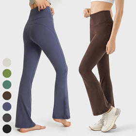 Custom Logo Tights High Elastic Butt Lifting Wide Leg Sports Legging High Waist Gym Fitness Pants Flare Yoga Leggings for Women