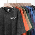 Wholesale 100%Cotton 250G Heavy Washed Solid Color T-Shirt Plus Size Men's Short Sleeve Oversize Tshirt