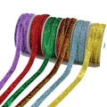 Gold Glitter Wired Edge Netting Christmas Ribbon Custom Logo Satin Fabric for Gift Wrapping and Holiday Decorations