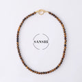 European Style Custom  Natural Stone 4mm 6mm 8mm Beads Stainless Steel OT Buckle Necklace Healing Stone Jewelry Necklace