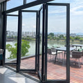 Manufacture Price Aluminium Alloy Double Pane Low-e Glass Folding Patio Doors Folding Exterior Glass Doors