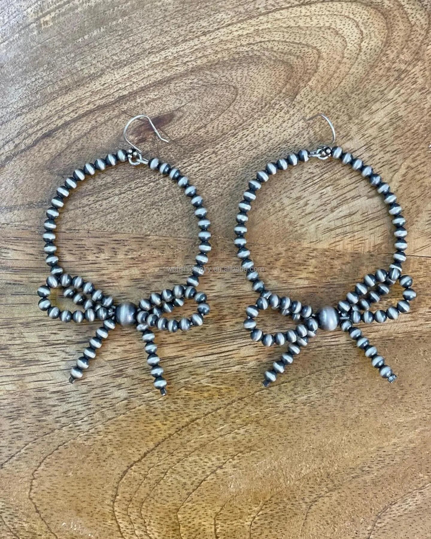 Handmade New Designs Navajo Pearls Beads Circle Bowknot Teardrop Shape Dangle Earrings Wester Jewelry for Cowgirls