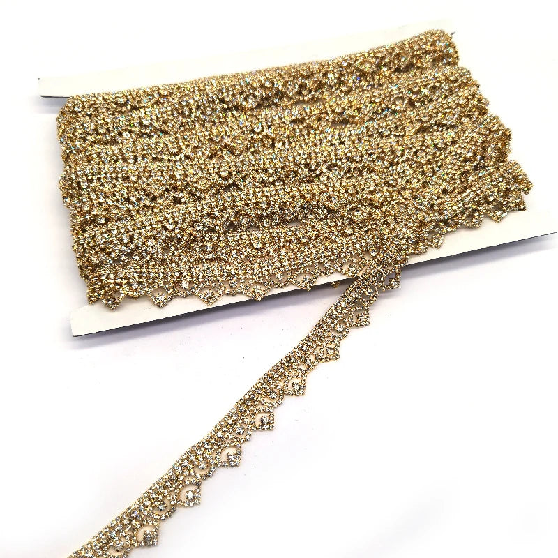 Wholesale Crystal Rhinestone Chain Trimming Bridal Sash Gold Rhinestone Trim for Wedding Belt Garment Accessories