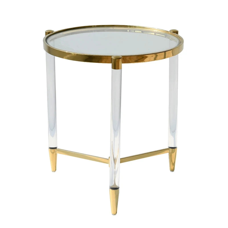 Light Luxury Modern European Hotel Decorative Crystal Transparent Sofa Corner Coffee Table Convertible Multi-purpose Dining