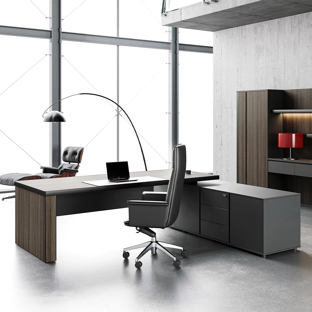 Modern Design Executive Wooden Office Desk-Convertible Modular & Extendable Features Explore Workspace BS Model Commercial Use