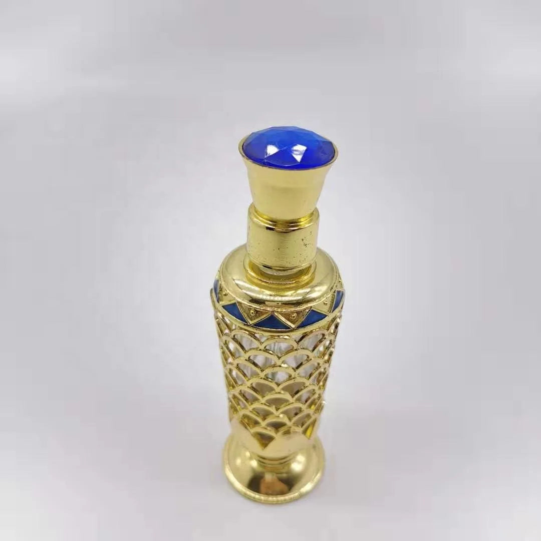 Arabic Style Metal Essential Oil 30ml Perfume Glass Bottles with Dropper Stick