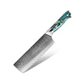 7 Inch VG10 Damascus Steel Nakiri Chef Fish Cutting Cleaver Knife with Abalone Shell Handle Kitchen Meat Cutting Knife