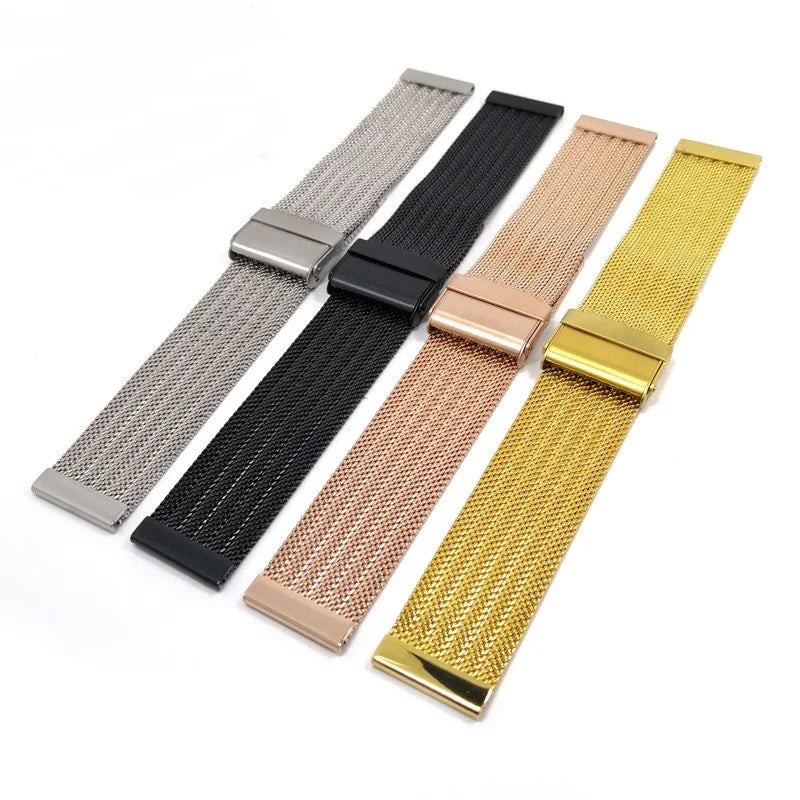 Personalized 18 20 22 24mm Milan Mesh Strap Watch Band with Embossed 06 Line Customizable Pattern