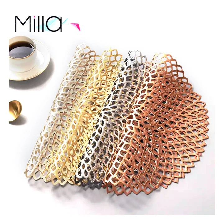 Rose Gold Dahlia Round Placemat Pressed Vinyl Design for Home or Kitchen Use