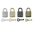 Stock Supply Good Quality 37 X 23mm Diamond Decorative Metal Bag square Padlock