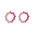 Personalized Sparkly Crystal Beaded Round Hoop Earrings Fancy Pink Rhinestone Earrings