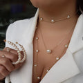 Simple Design Multi Shell Bead Pendant Gold Chain Pearl Necklace and Earrings Sets