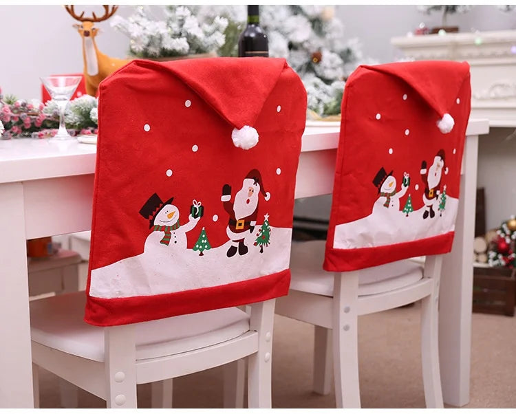 Santa Christmas Chair Covers for Decorate Restaurants Hotel Home Decor Christmas Dining Chair Slipcovers