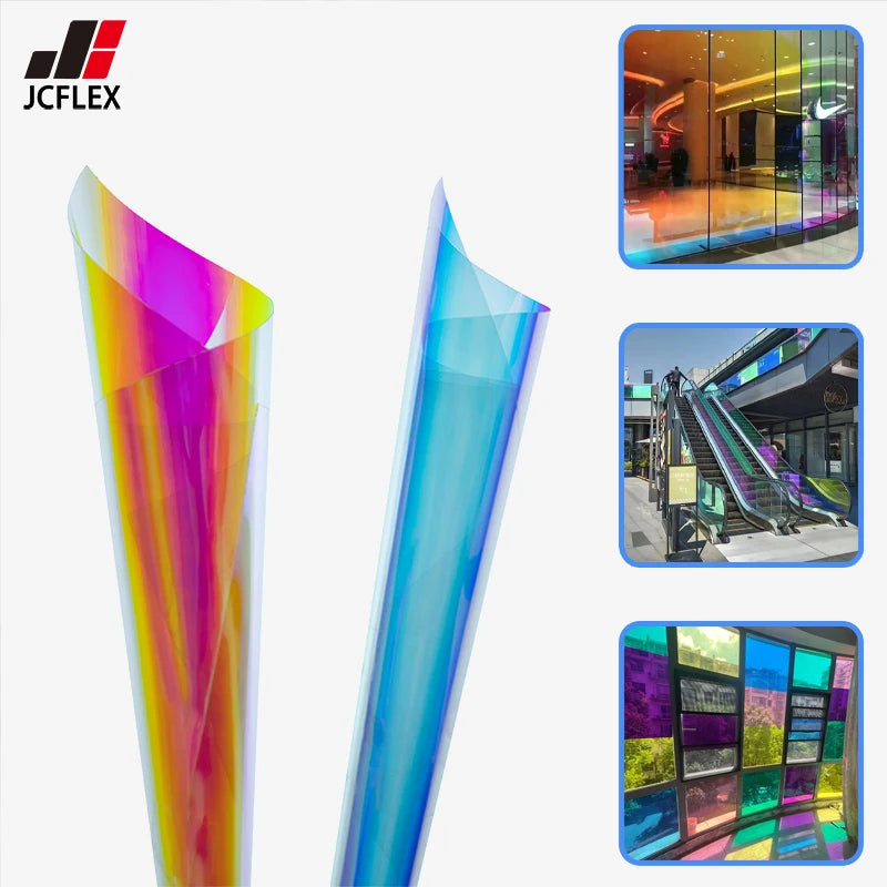 Rainbow Iridescent Self-Adhesive Removable Glossy Film Poster Material Window Glass Decoration Eco-Friendly UV Resistant Water
