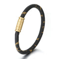 Fashion Leather Bracelet Vintage Leather Cuff Bangle for Men Stainless Steel Magnetic Clasp with Custom Engraving Logo MegaBDM