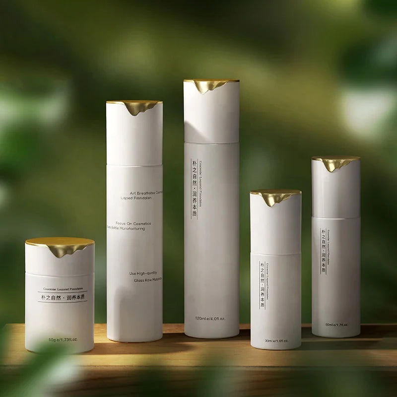30ml 50ml 100ml 120ml Luxury Tall Cylinder Glass Serum/lotion Pump Bottle 20g 30g Face Cream Jar 50g Facial Cleanser Container