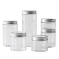 Clear Plastic Jar With Silver Aluminum Lid Empty Cosmetic Container Makeup Cream Box Bottle 50ml 100ml 120ml 200ml 250ml 500ml