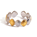 Women Stainless Steel 18K Gold Plated Scallop Shell Chain Rings Adjustable Trendy Holiday Jewelry