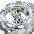 Forsining Watch GMT1165 Men Transparent Design Mechanical Silver Gear Skeleton Stainless Steel Automatic Watches Men