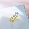 R1176 8-9mm Natural Freshwater Pearl Ring Accessory 925 Sterling Silver Adjustable Size Engagement Jewelry Ring for Women