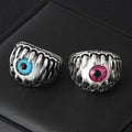 European American Trend Punk Jewelry Vintage Wide Face Rings Statement Evil Devil Eye Ring for Women Girls