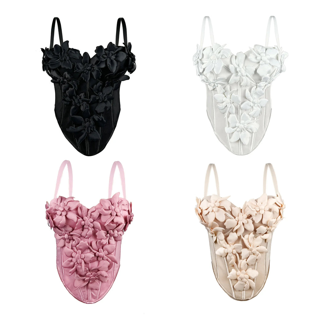 A10432 Migugarment New Designer Three-Dimensional Floral Embroidered Spaghetti Bandage Backless Bikinis Four Color Wear