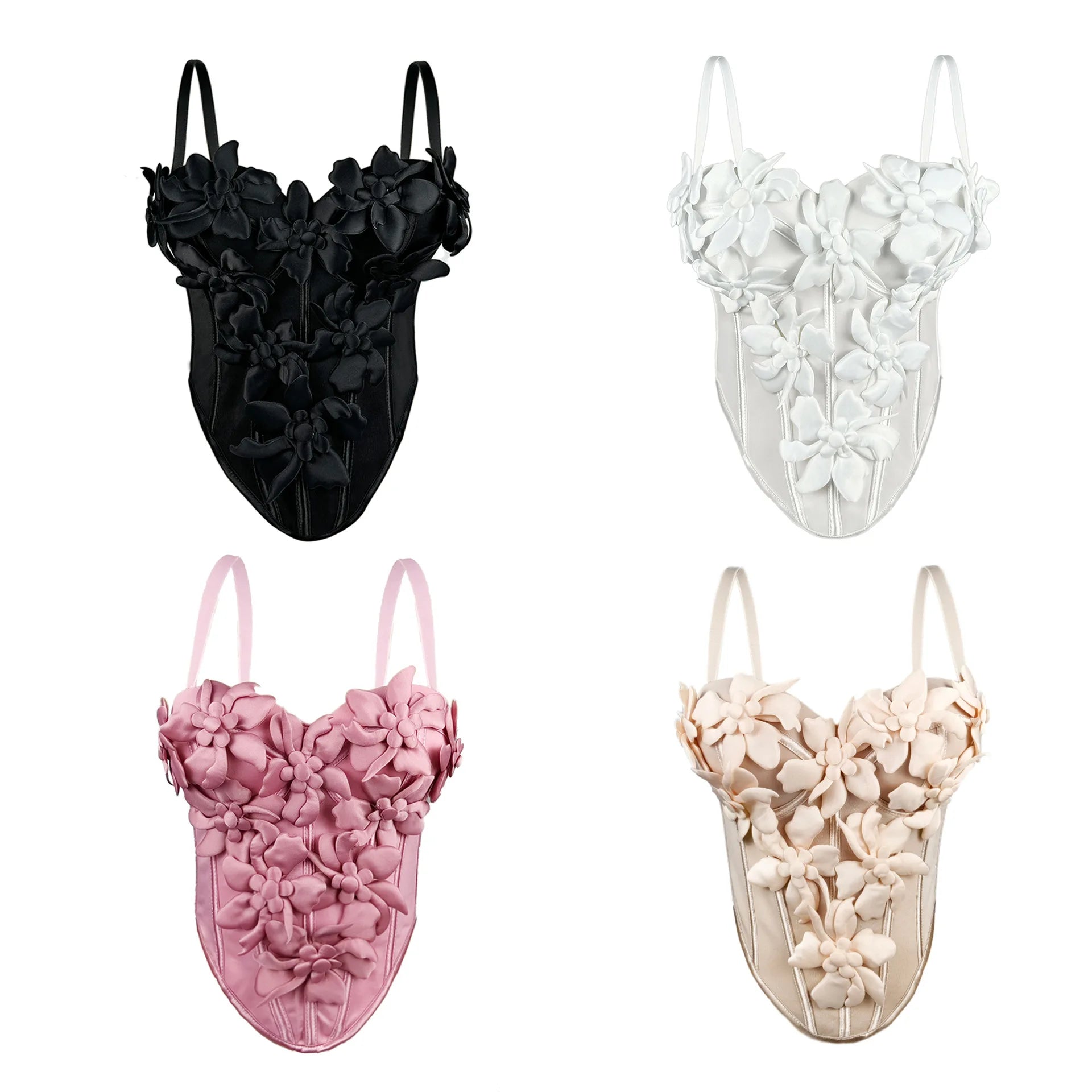 A10432 Migugarment New Designer Three-Dimensional Floral Embroidered Spaghetti Bandage Backless Bikinis Four Color Wear