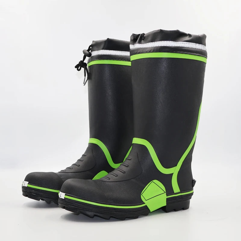 Men's Fashionable Steel Toe Sole Anti-Brute Force Work Rubber Rain Boots Protective for Summer Winter Factory Direct Supply