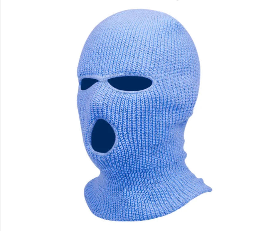 Three Hole Ski Mask Windproof Cycling Balaclava Custom Embroidered Logo Full Face Knitted Winter Hat