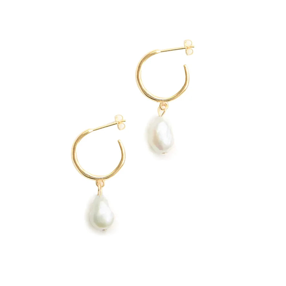 New Baroque Fashion Natural Fresh Water Pearls Drop Earrings Trendy Stainless Steel Women's Jewelry