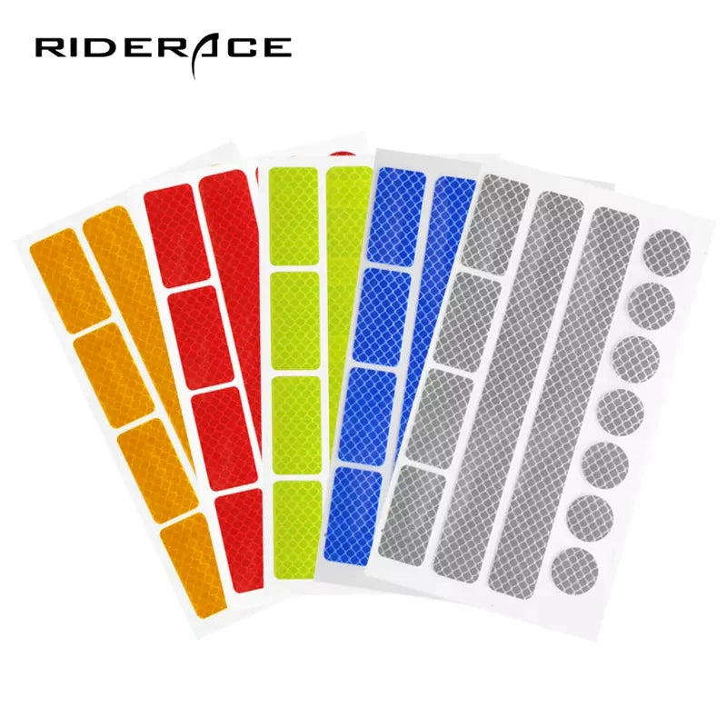 RIDERACE MTB Bike Fluorescent Reflective Sticker Cycling Wheel Rim Night Safety Warning Reflector Film Decal Bicycle Reflector