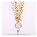 Carline Women's Vintage Stainless Steel Pendant Necklace Trendy Fine Fashion Devil Eyes Minimalist Gold Plating Link Design