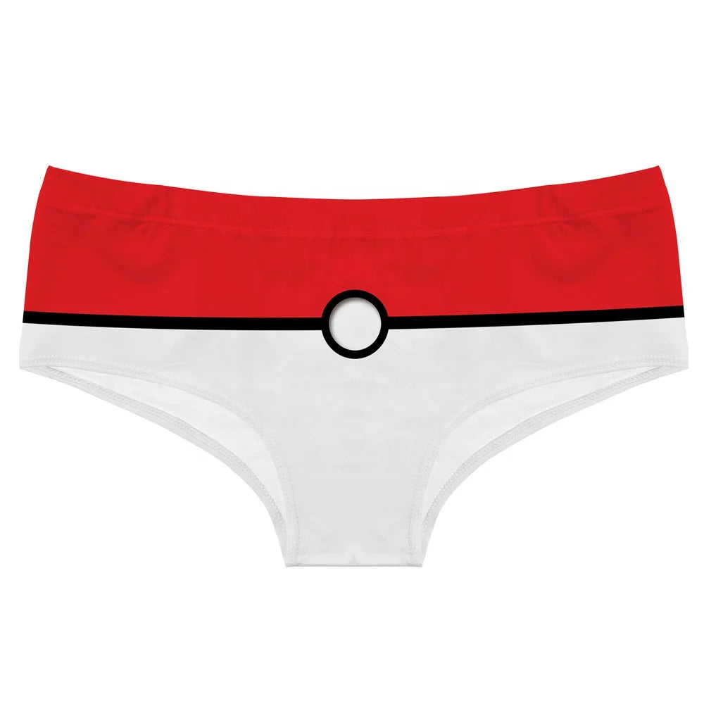 Factory New Arrived Custom Pokeball Women's Sexy Underwear Funny Naughty 3D Print Novelty Briefs Cute Panties